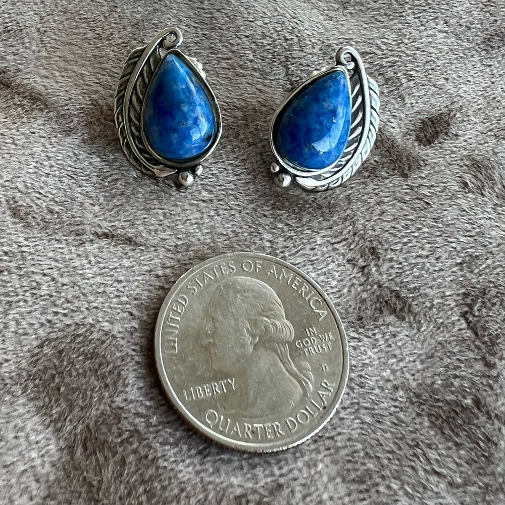 American West Lapis leaf button earrings